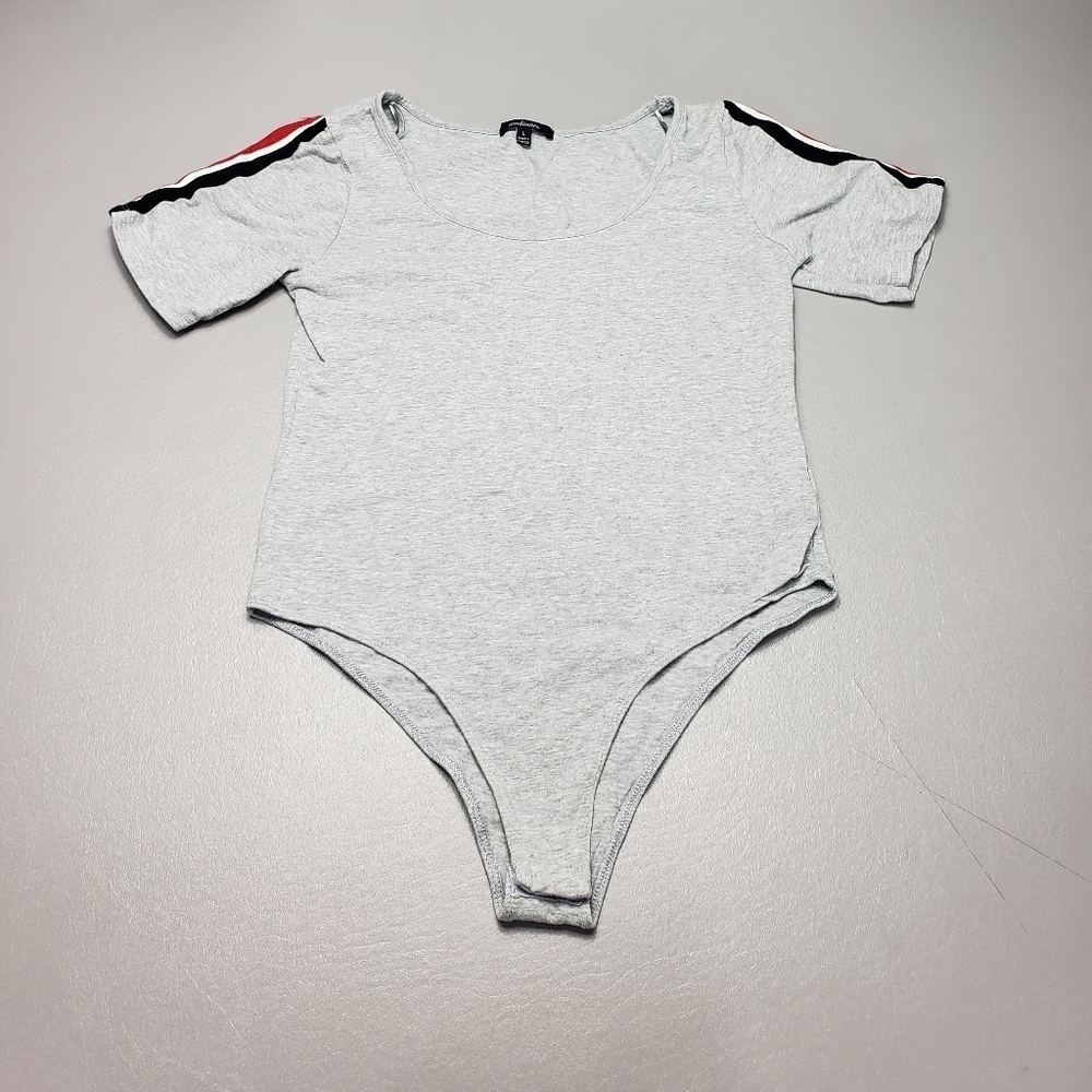ambiance gray short sleeve bodysuit women's size large